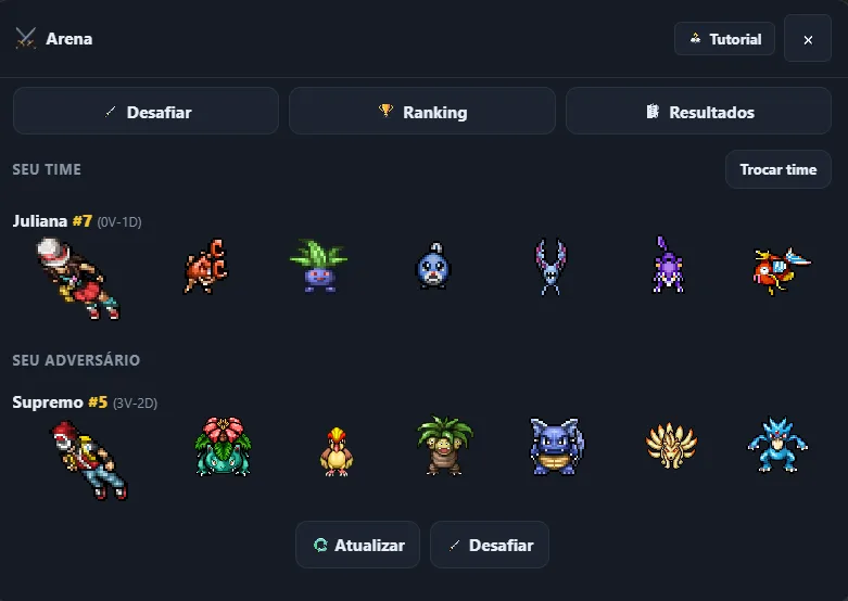 Arena: seu time contra o adversário